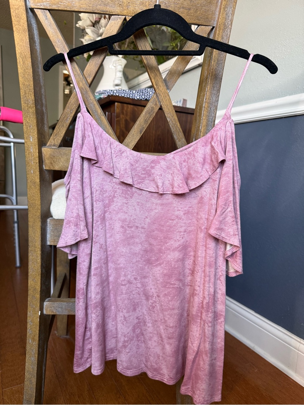 white birch Dusty Rose Cold-Shoulder Ruffle Cami Top